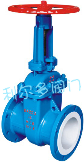 Fluorine-lined gate valve